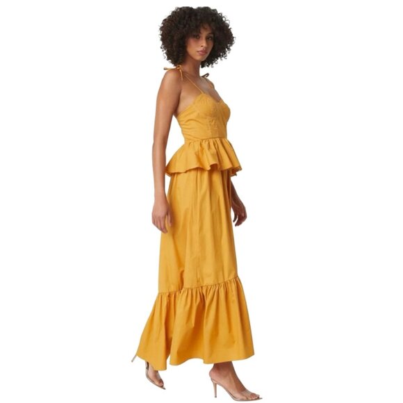 NWT Misa Los Angeles Rosie Cotton Poplin Maxi Dress Sweetheart Neckline Yellow L - Picture 11 of 16
